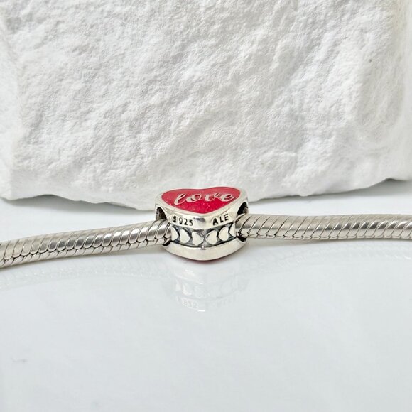 Pandora S925 Silver Heart Bead Charm - Picture 3 of 3